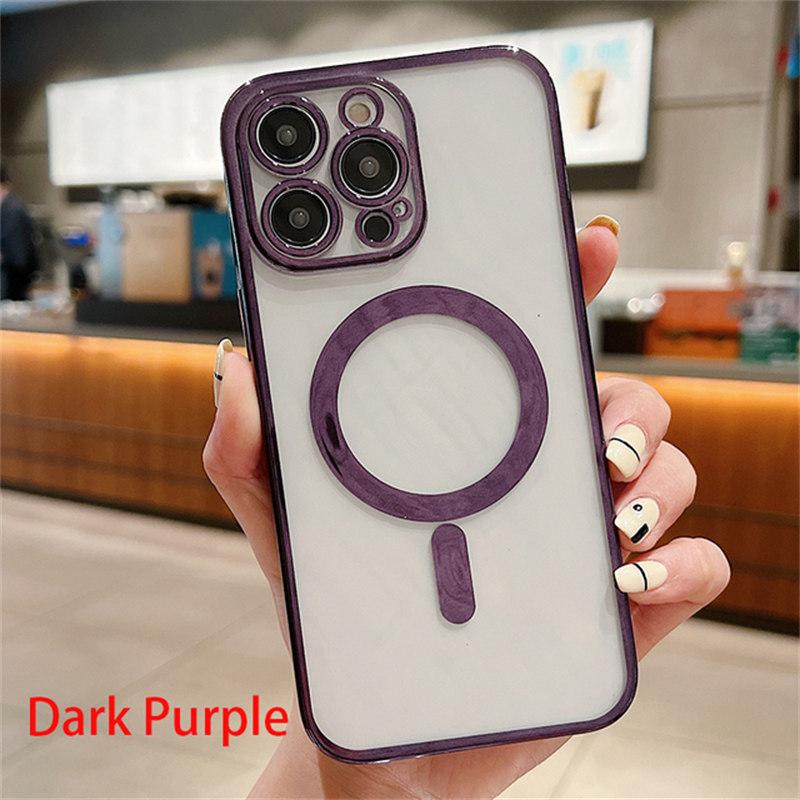 Luxury Plating Clear Magnetic For Magsafe Wireless Charge Case For iPhone 11 13 12 14 Pro Max Soft Silicone Cover