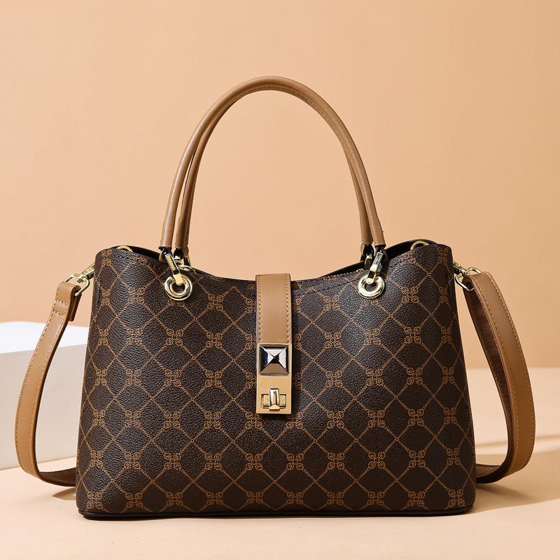 

Women s handbag European and American retro women s bag fashion printing contrasting color bag women s large-capacity commuter bag can be shoulder-to-