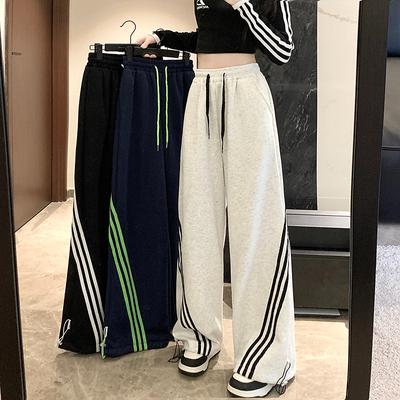Retro Design Drie-speld Bar Guard Broek voor Dames Vroege Lente Street Style Sport Los Veelzijdig Casual Broek
