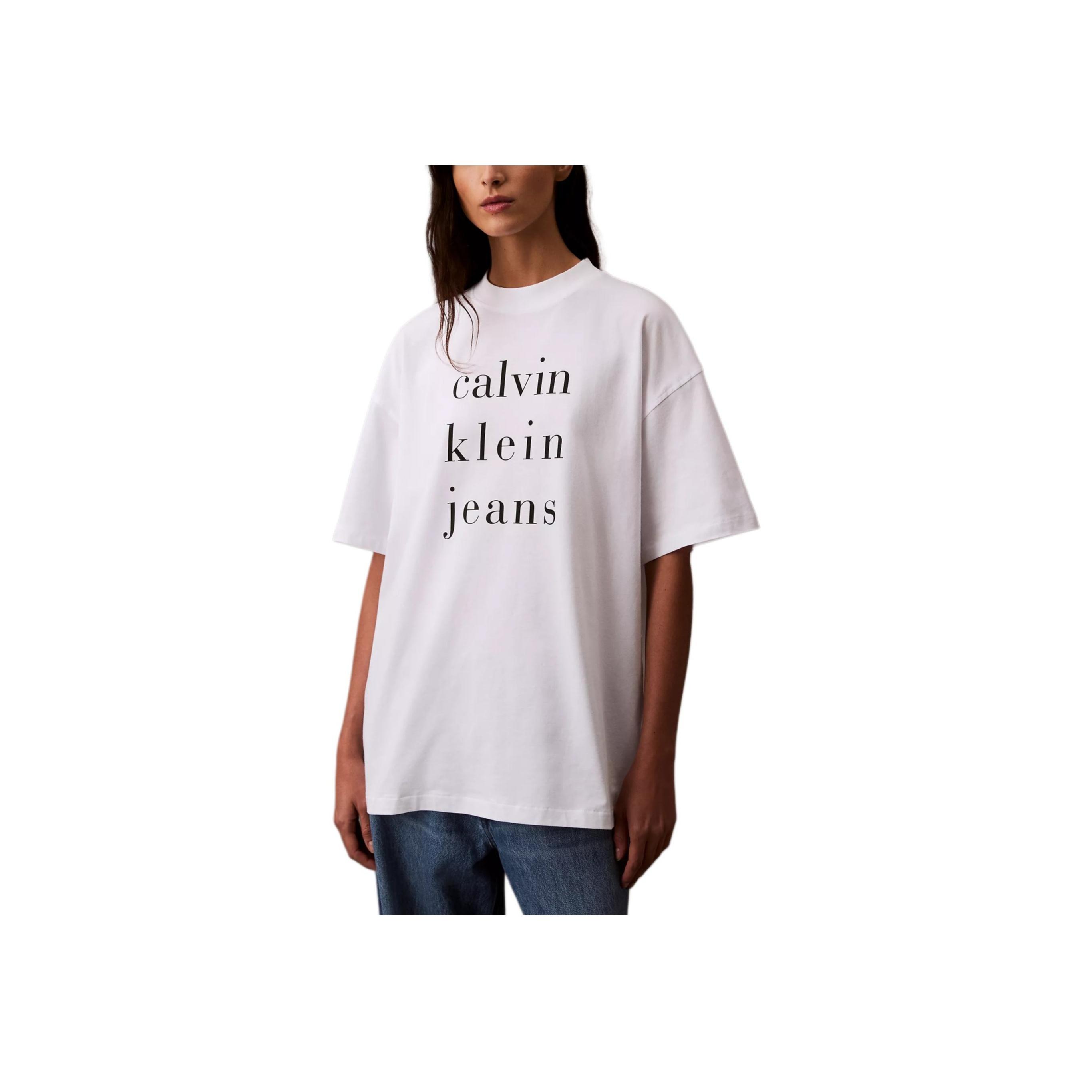 

Calvin Klein Повседневная удобная футболка с круглым вырезом, свободного кроя, с коротким рукавом, женский топ, ярко-белый 47B827G-110 M