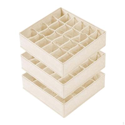 3 Pieces Cabinet Closet Storage Boxes Sock Drawer Organizers 24 Cell Underwear for