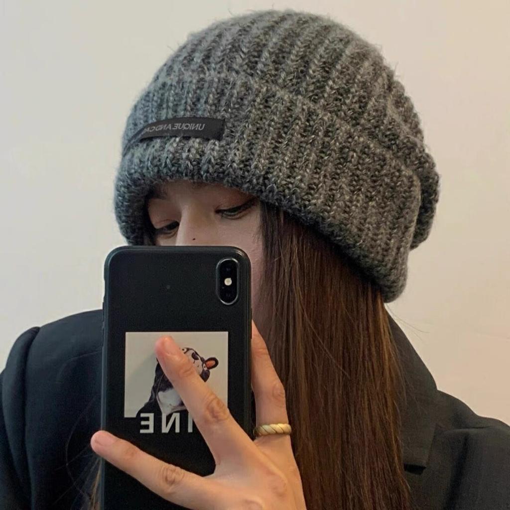 Hat Men's Autumn and Winter Trend Couple Wool Hat Men's and Women's Warm Versatile Cold Hat Loose Big Head Circumference Knitted Hat Men's
