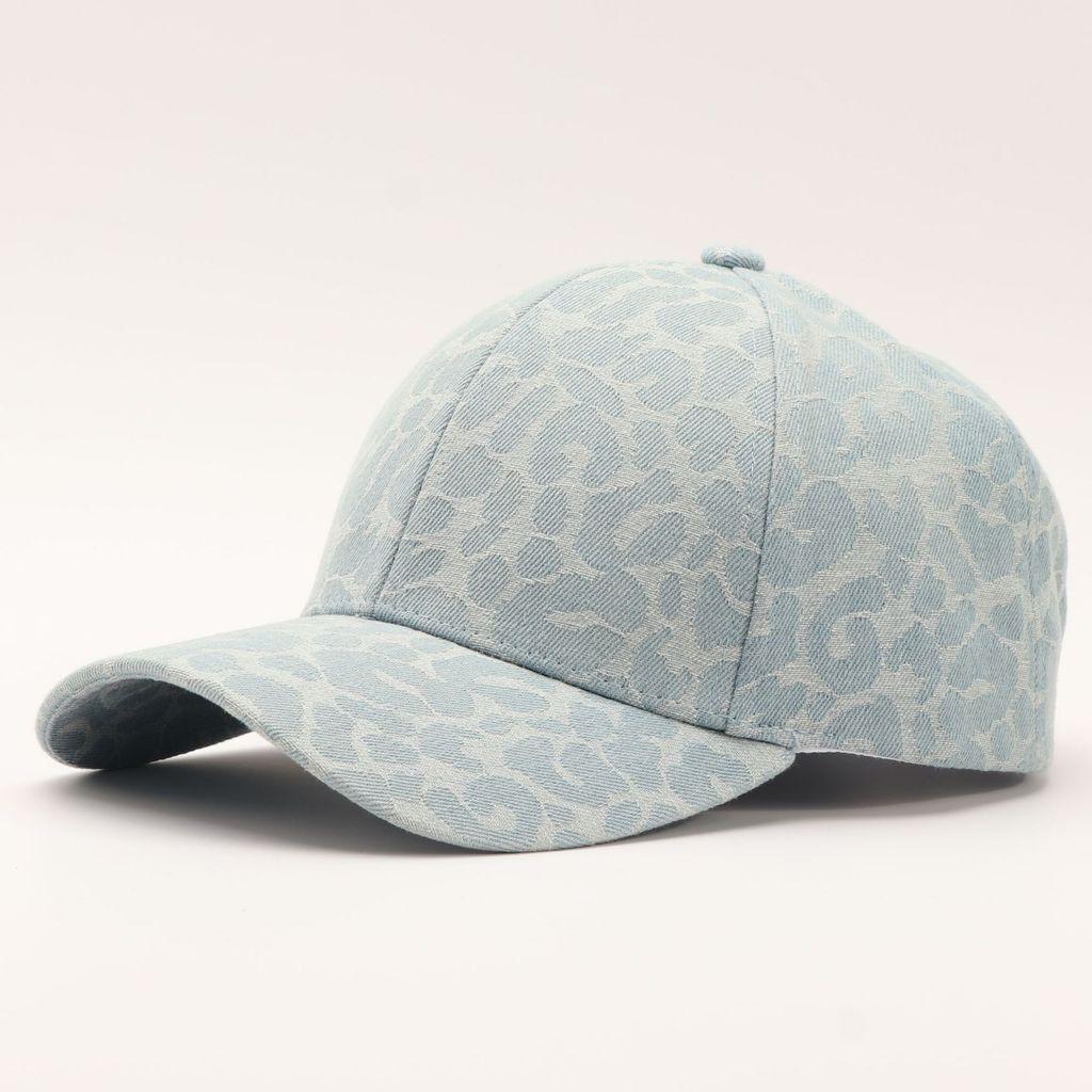 Leopard Pattern Cotton Baseball Cap With Breathable Design For Spring And Fall Blue A
