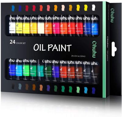 Ohuhu Oil Paint Set, 24 Colors, Oil Paints, Art Supplies, Beginners, Adults, Boys, Girls, 12ml Paint Tubes