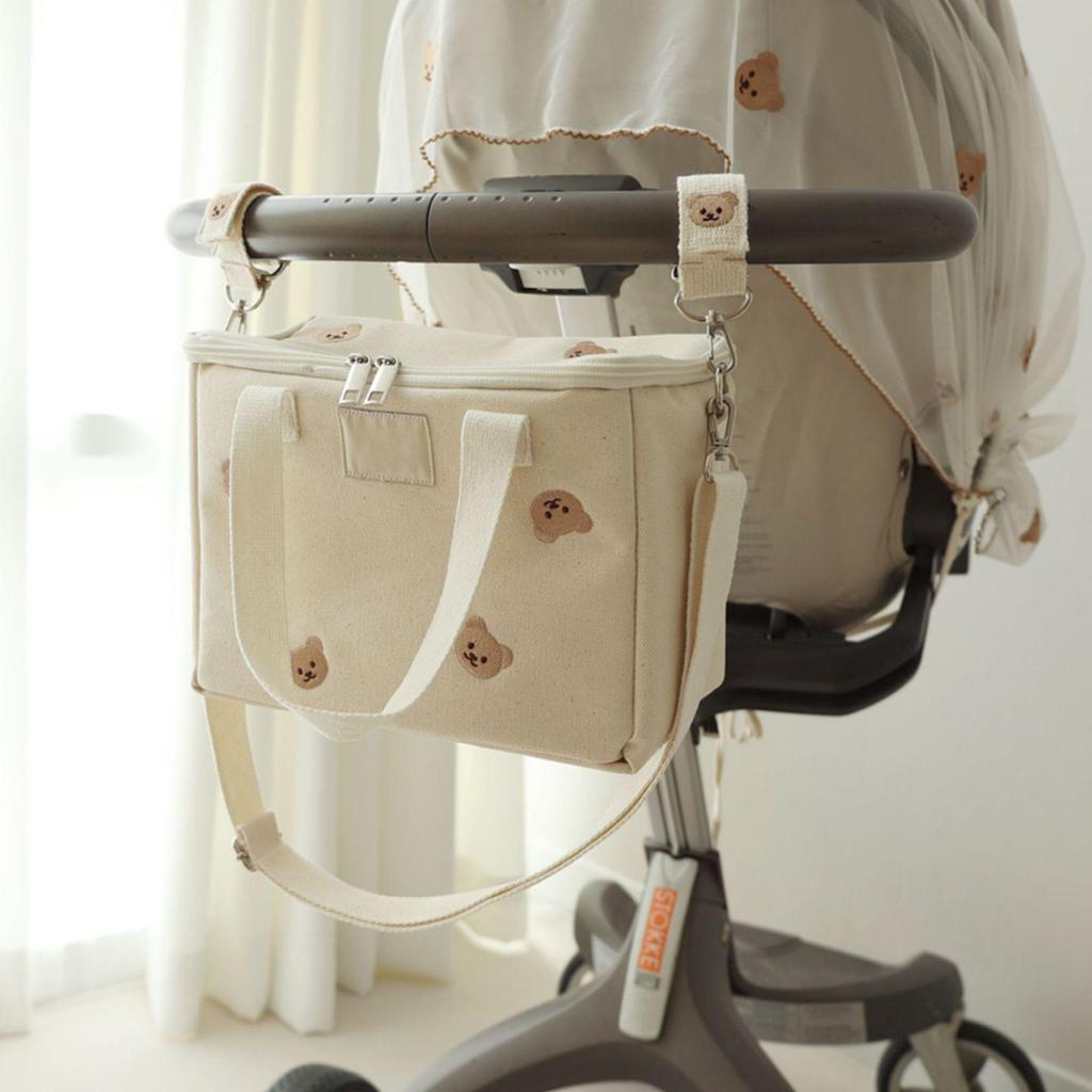 Korean Baby Stroller Hook with Embroidered Bear - Universal Storage Pendant
