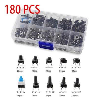 180pcs 10 Value 4.3-14mm Small Mini  Momentary Tactile Push Button Switch