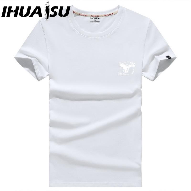 Футболка с коротким рукавом IHUASU из хлопка мужская модная свободная рубашка с коротким рукавом напечатанная сострадательная рубашка S белый 980₽