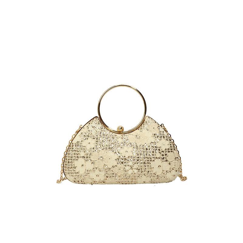 1Pcs Wedding Bridal Beaded Women Evening Bag Dinner Bag Chain Shoulder Handbags Elegant Rhinestones Clutch Egg Shape Evening Bag