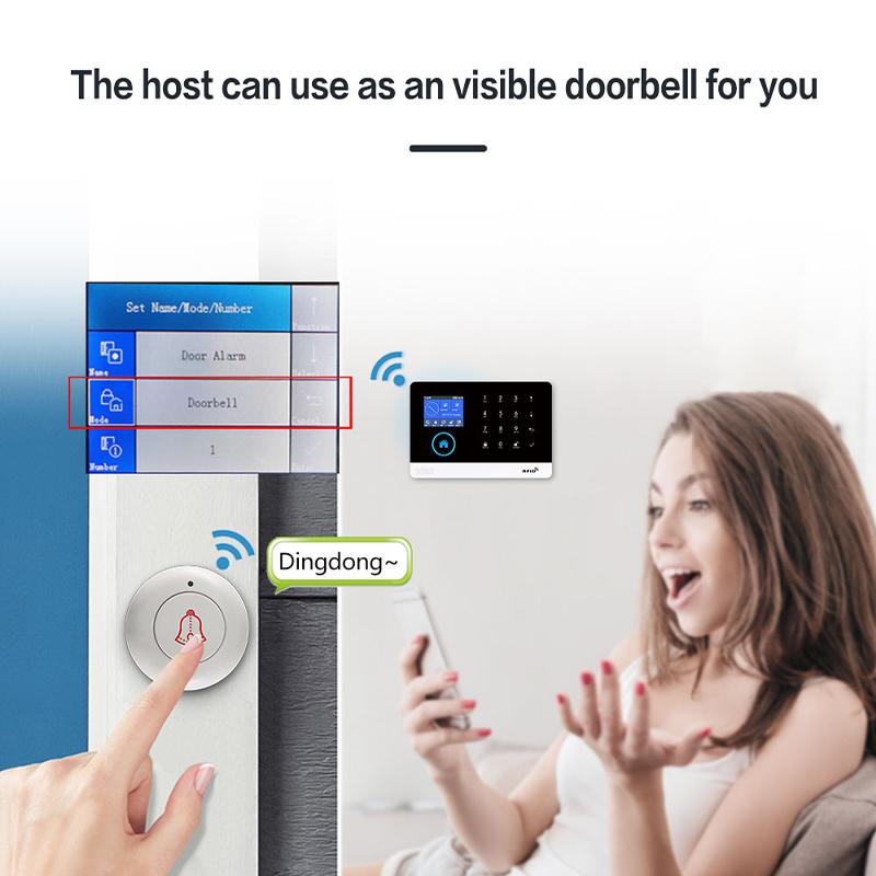 Campainha 2025+Interfone com Discagem Automática+Acesso RFID Integrado Alarme GSM Residencial Seguro Alarme Sem Fio APP WIFI 4G Tuya ou Smart Life APP