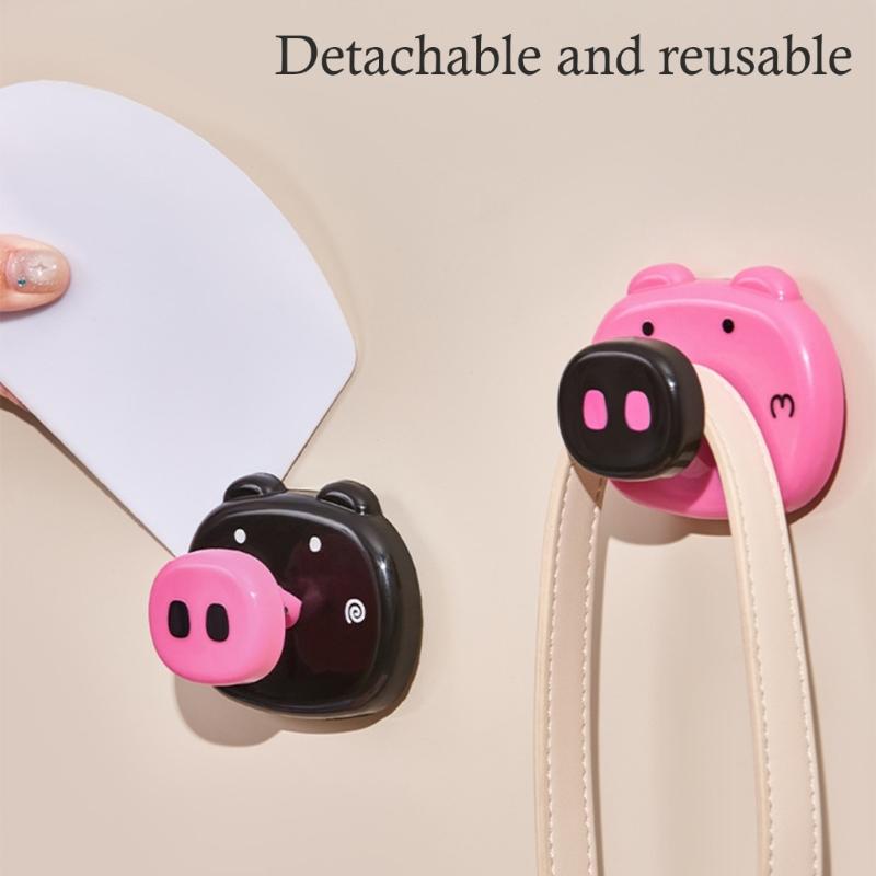 2Pcs Pig Designs Vacuum Adhesive Hook Removable Storage Solution Easy Installation For Home Organization