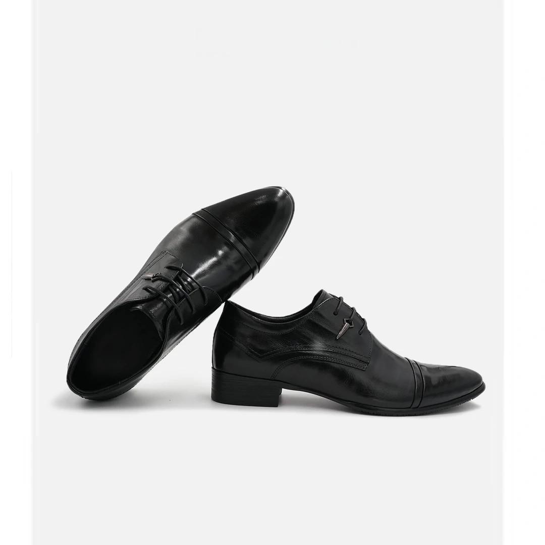 

Spring new men s pointed leather shoes, trendy two-end business dress breathable leather shoes wedding shoes 38 чёрный