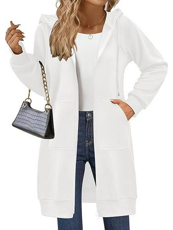 Women's Oversized Fleece Zip-Up Hoodie Sweatshirt - Autumn 2025 Jacket Coat