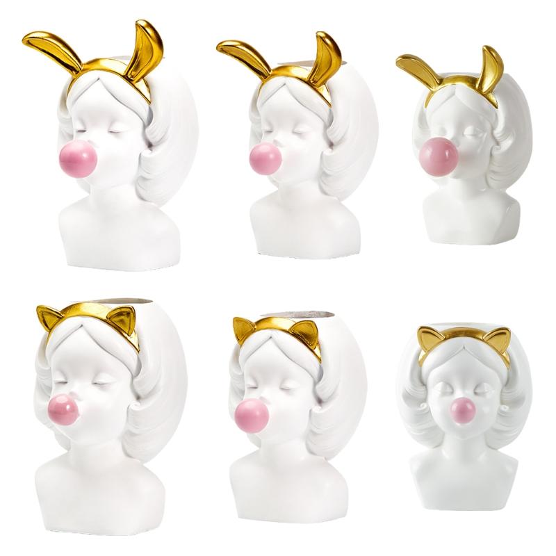 Nordic Home Decoration Resin Vase Modern Flower Vase Bubble Gum GIrl