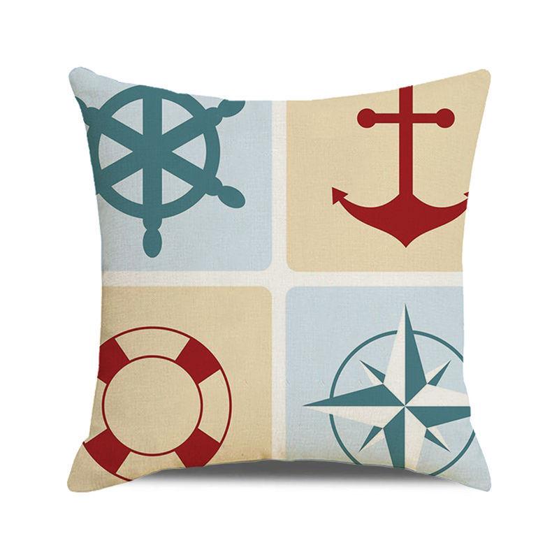 Watercolor Maritime-themed Logo Digital Printing Short Plush Pillow Covers for Car Sofa Office Cushion Cover Home Goods