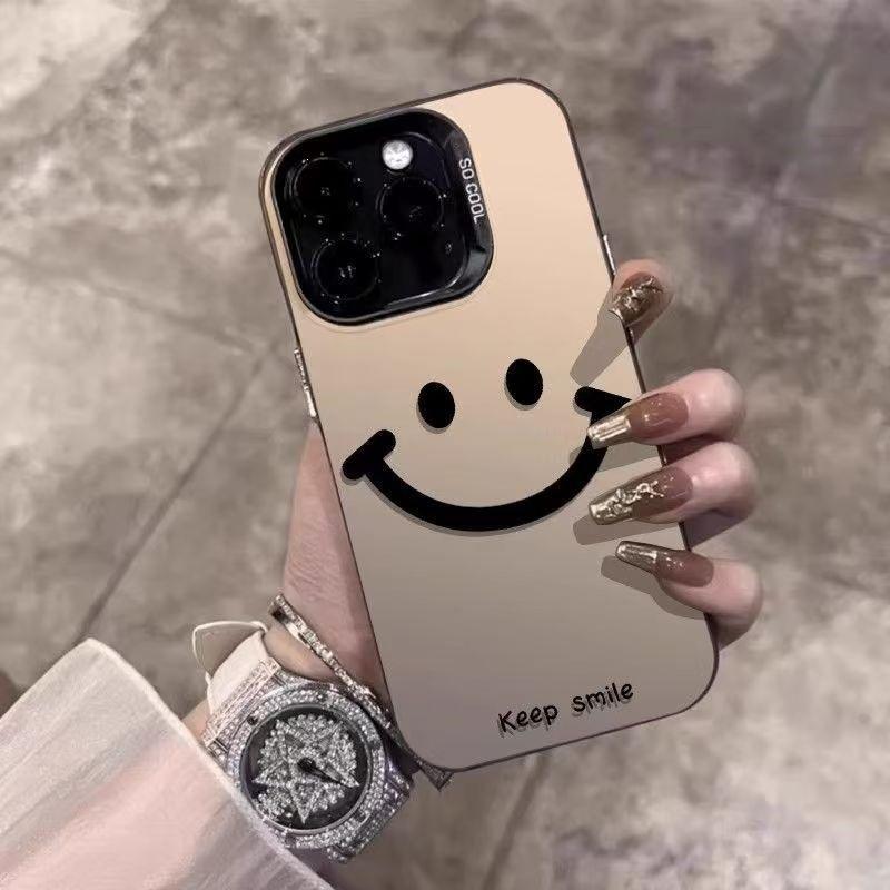Simple smiley face Apple 16Pro mobile phone case iPhone15 color silver 14Promax premium 13 matte 12/11/x