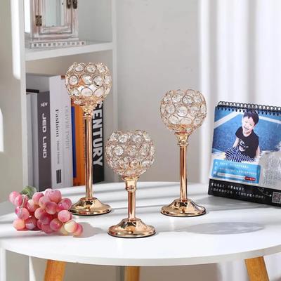 Golden Crystal Candle Holder Tealight Candlestick Table Centerpiece Candle Stand Christmas Wedding Party Home Decoration