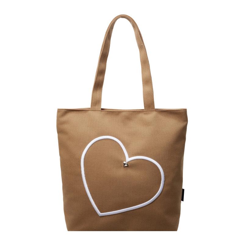 Spring and summer new love simple fashion canvas bag contrasting color versatile casual commuter canvas bag