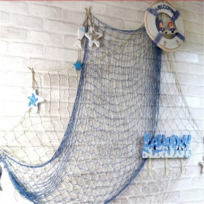 Fashion Mediterranean Decorative Nautical Wall Hanging Fishing Net for Beach Party Home Decor