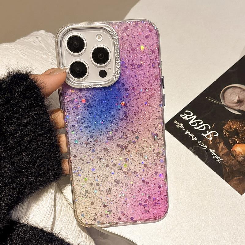 Luxury Bling Glitter Sequins Colorful Clear Case for iPhone 16 15 14 Plus 13 12 Pro Max 11 Shining Shockproof Tpu Bumper Cover