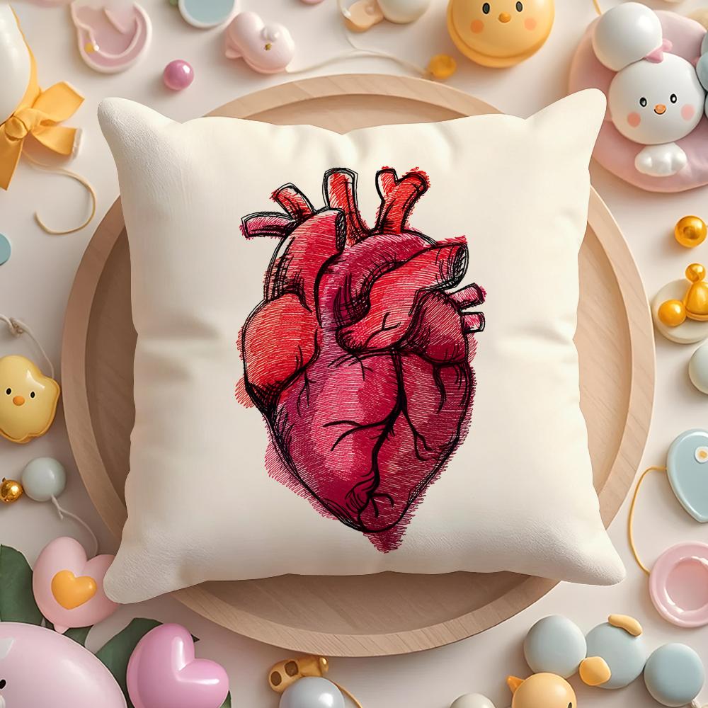 Heart Art Cushion Cover Short Plush DoubleSided Printing Home Machine Washable In Warm Winter Pillow Cover