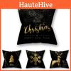 Luxurious Black And Gold Christmas Ornament Pillow Case For Home Festive Decor