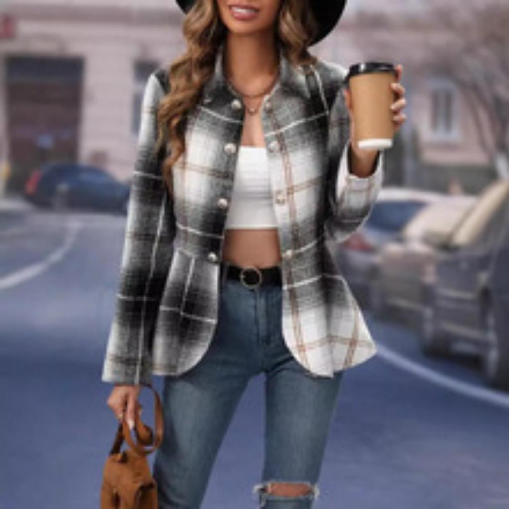 2025 New Women's Winter Lapel Slim Woolen Solid Color Fashion Coat for Europe and America