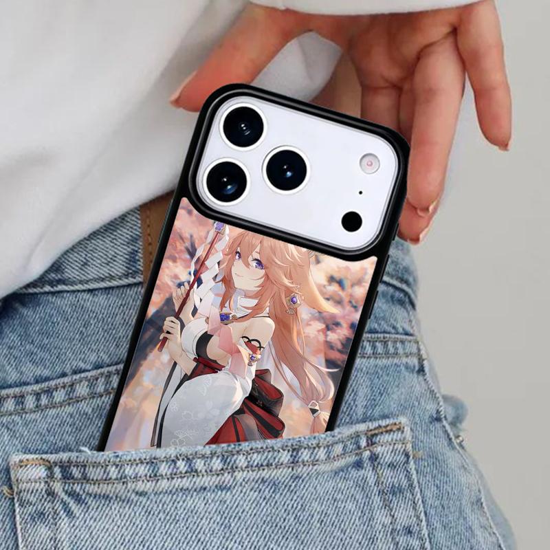Genshin Impact Yae Miko Phone Case for iPhone 16e 15 14 13 12 17 Pro Max Plus Air 17pro Cover Coque