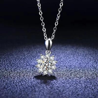 Nuevo Colgante de Copo de Nieve de Moissanita Real Collar Diamantes de Laboratorio D Color VVS1 Plata de Ley 925 para Mujer Boda Joyería Fina