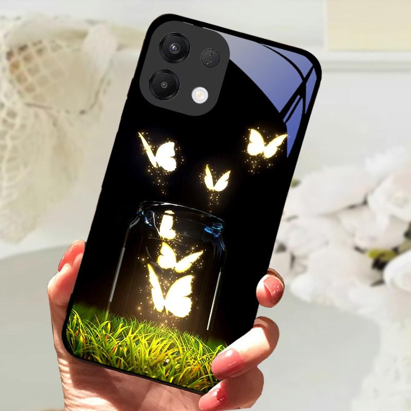 For OPPO K13 5G Case Cool Lion Wolf Tempered Glass Back Cover For OPPO K13 OPPOK13 Phone Case Protective Shell K 13 Fundas Capa