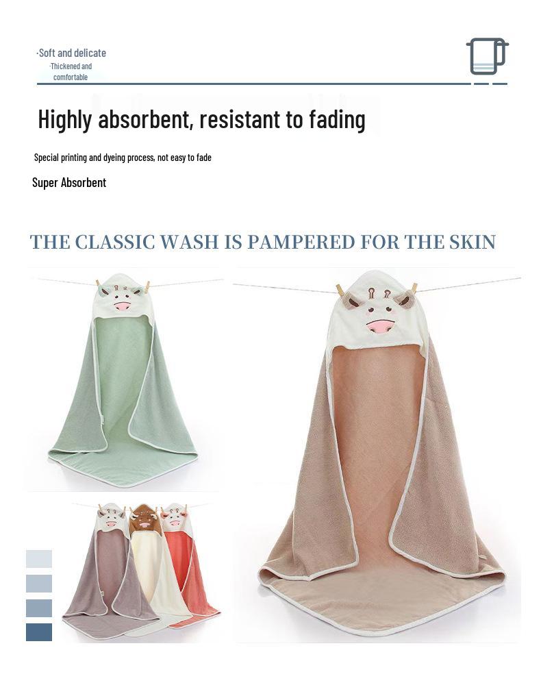 Soft Hooded Cotton Baby Cape Towel - Thick, Absorbent, & Cute Cartoon Design