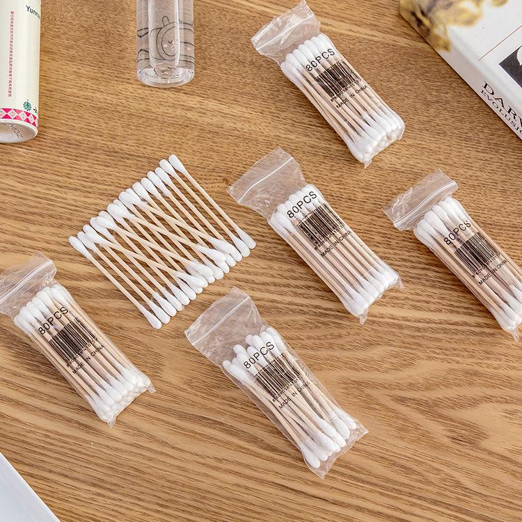 Double-Headed Wooden Cotton Swabs - Disposable, Ear Cleaning, Makeup, Baby Safe, Free Shipping.