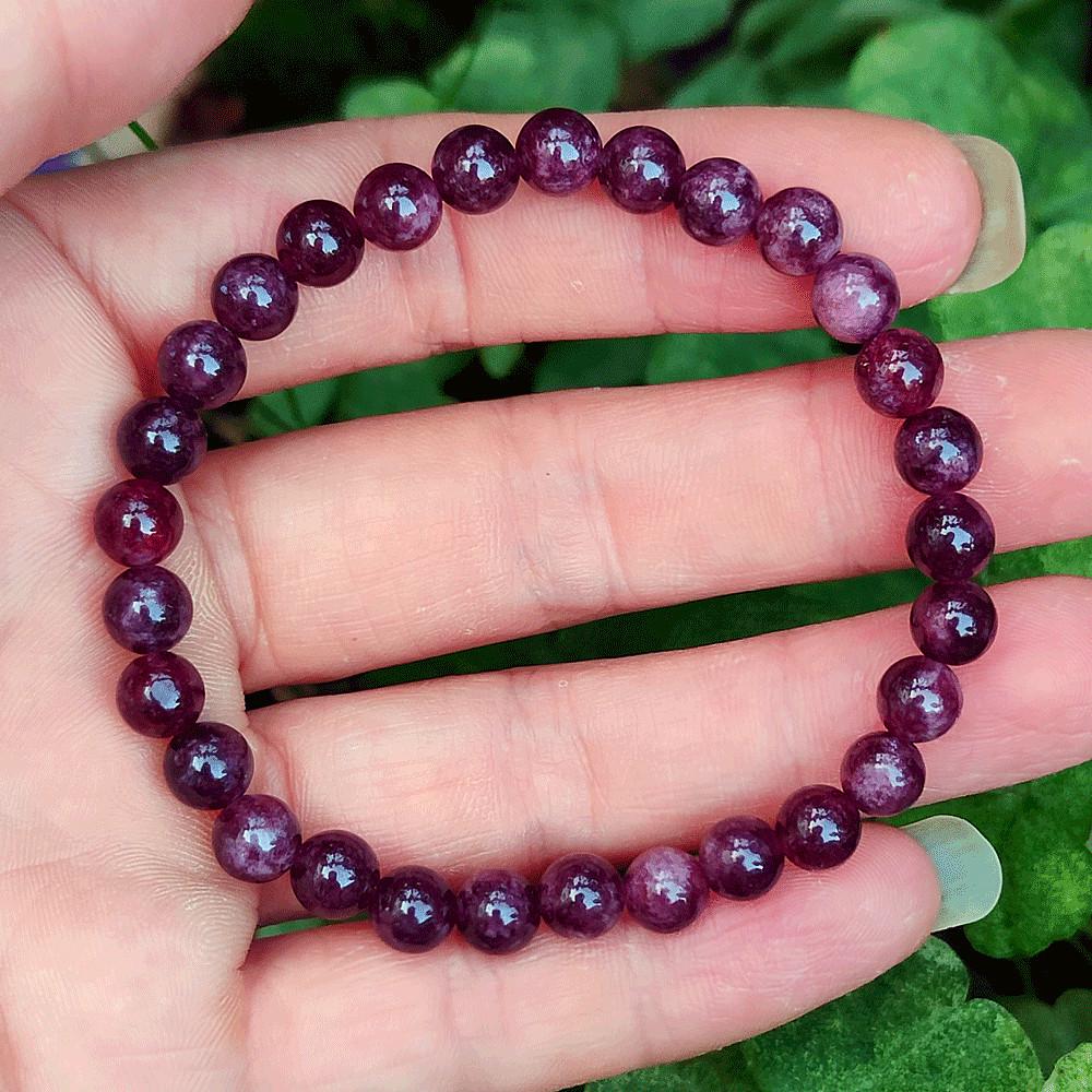 Xi Yin TK Garnet Elastic Bracelet for Men Women - Natural Stone Gift 18-19 cm