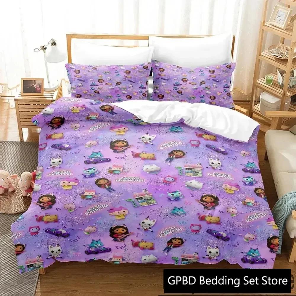 3D Print Cartoon Gabbys Dollhouse Bedding Set Double Twin King Duvet Cover Comforter Pillowcase Boys Girls Adults Bedroom