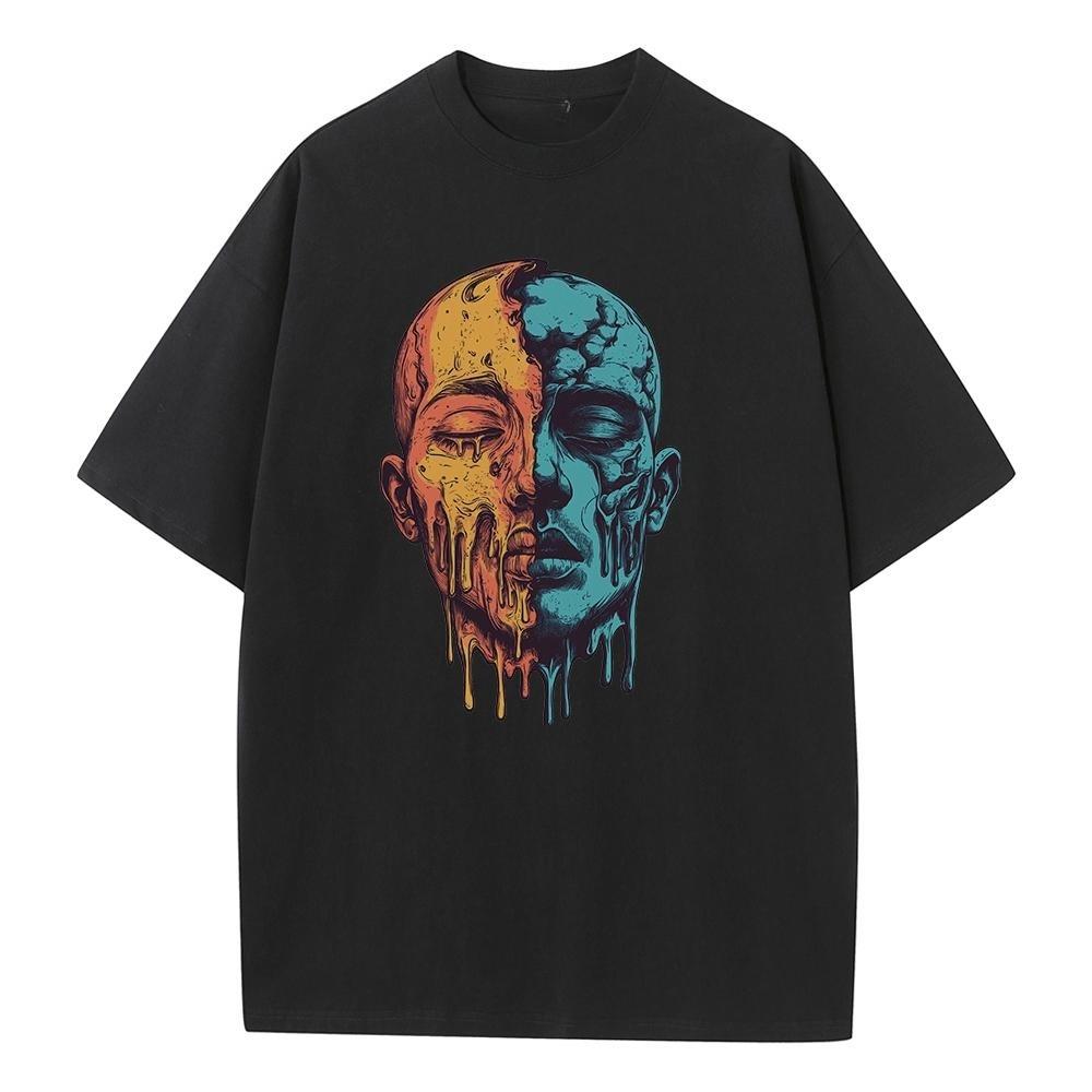 Loose T-shirt Cotton Off-shoulder Unisex Top Graphic T-shirt Breathable Printing Versatile Men's and Women's Short Sleeves