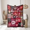 1pc Dr. Pepper Printed Thick Flannel Blanket, Warm, Skin-friendly, Soft, Suitable for Sofa, Bed, Travel, Office
