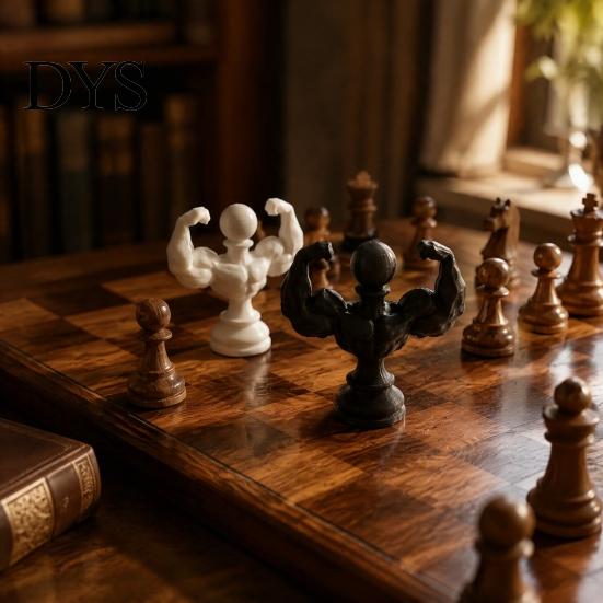 Sturdy Plastic Display Items 3D Printed Muscular Man Chess Pieces, Creative Muscle Figurines, Resin Sculpture Ornaments for Personalized Gaming Table