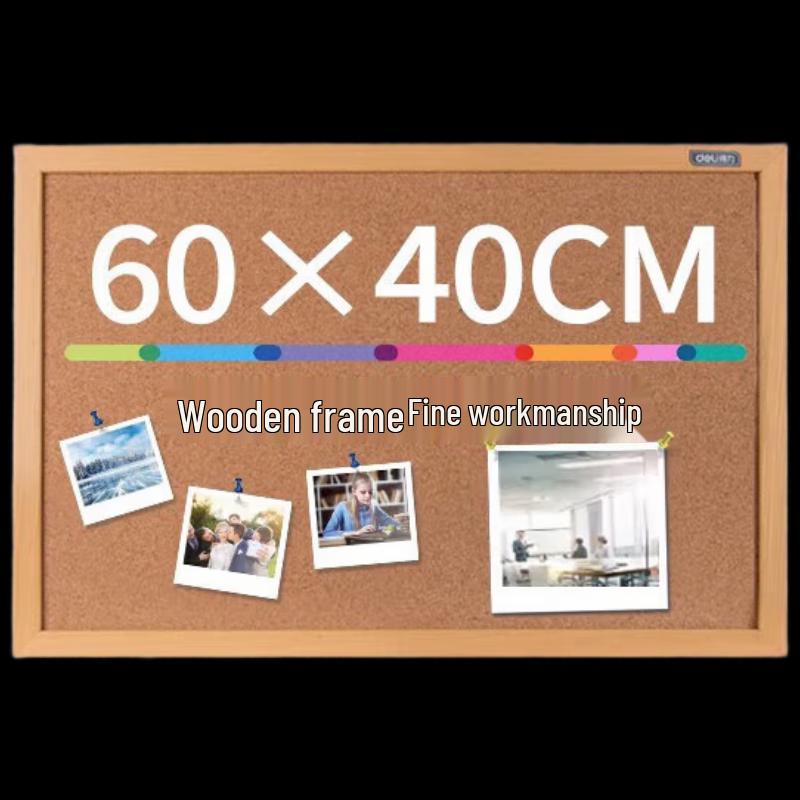 Deli 8762 Wooden Frame Cork Message Board 600x400mm