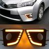 Car LED DRL Daytime Running Light For Toyota Corolla Altis 2014 2015 2016 2017 with Flowing Turn Signal Light Fog Lamp cover