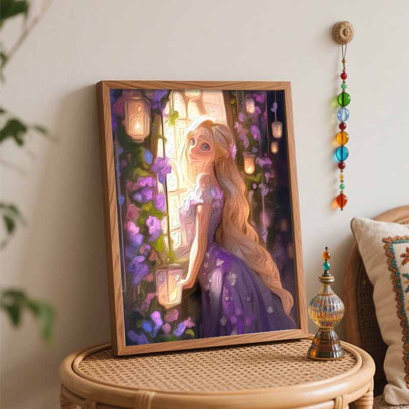 Disney Oil Painting Kit Canvas Floral Princess DIY Home Decor Gift