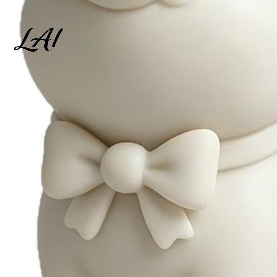Kawaii Piggy Desk Accessory 3D Printed Cute Bow Tie Pig Figurine Matte Cream White Minimalist Animal Decor Statue Statue Compact Ornament