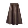 High-Waisted Coffee PU Leather A-Line Skirt - Autumn/Winter 2025 Mid-Length Slimming Pencil Design