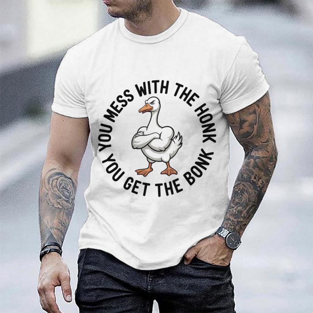 Funny Goose You Mess With The Honk Tshirt Unisex Sarcastic Goose Meme Graphic Tee Casual Short Sleeve Unisex Y2k Tops