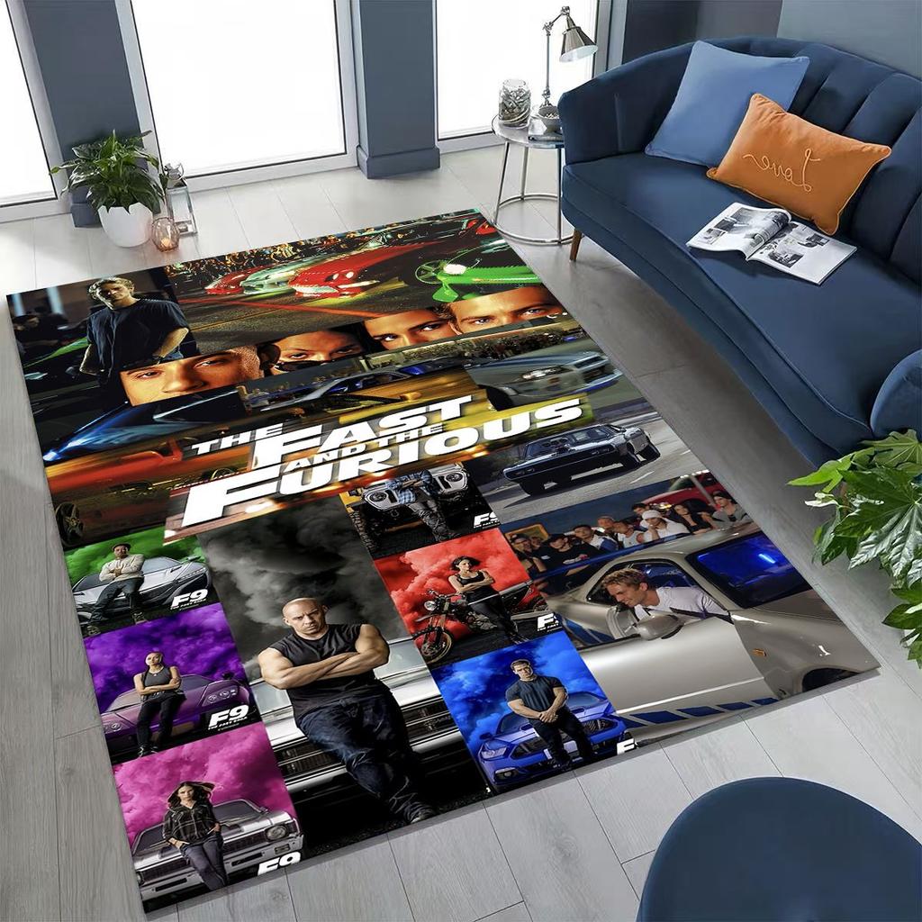 Alfombra Decorativa Rápida y Furiosa X Dominic Art para Dormitorio Sala de Estar Sofá Hogar Felpudo, Alfombrilla de Suelo Grande Antideslizante para Niños