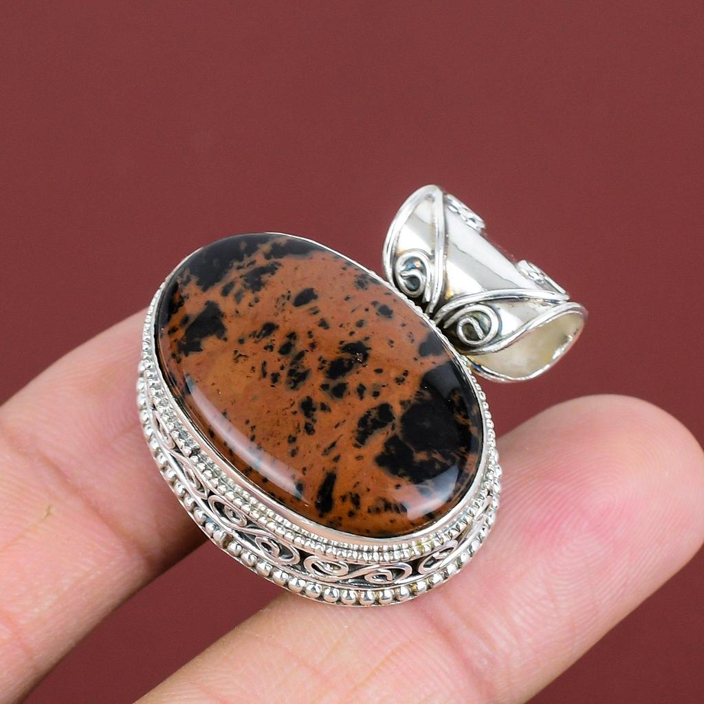 Mahogany Obsidian Pendant Vintage Pendant Gemstone Handmade Pendant 925 Sterling Silver Pendant Unique Jewelry Gifts For Her Stylish Pendant
