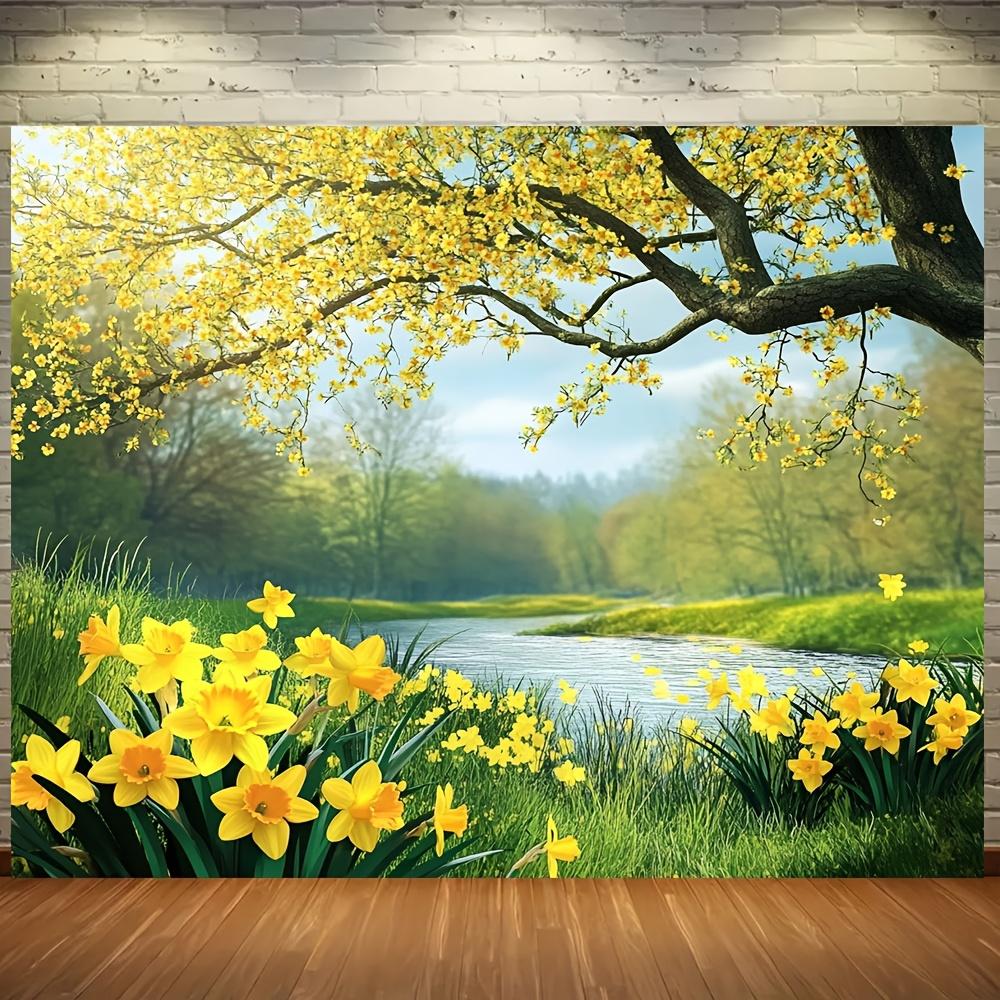 1 Piece Spring Garden Landscape Natural Landscape Background Made of Polyester Material