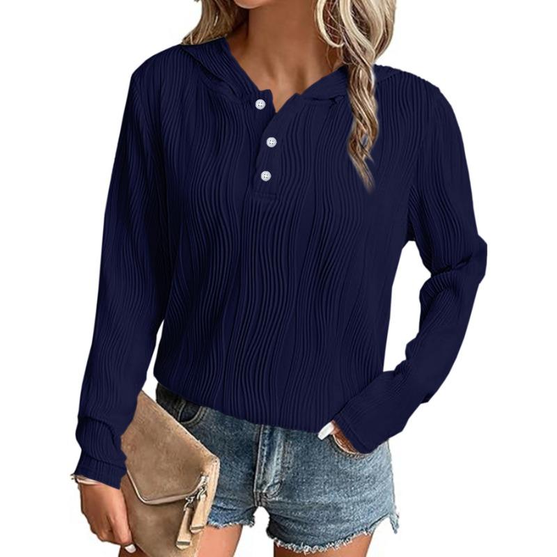 Autumn Solid Color Hooded Sweatshirt Jacket Casual Drop Shoulder Top