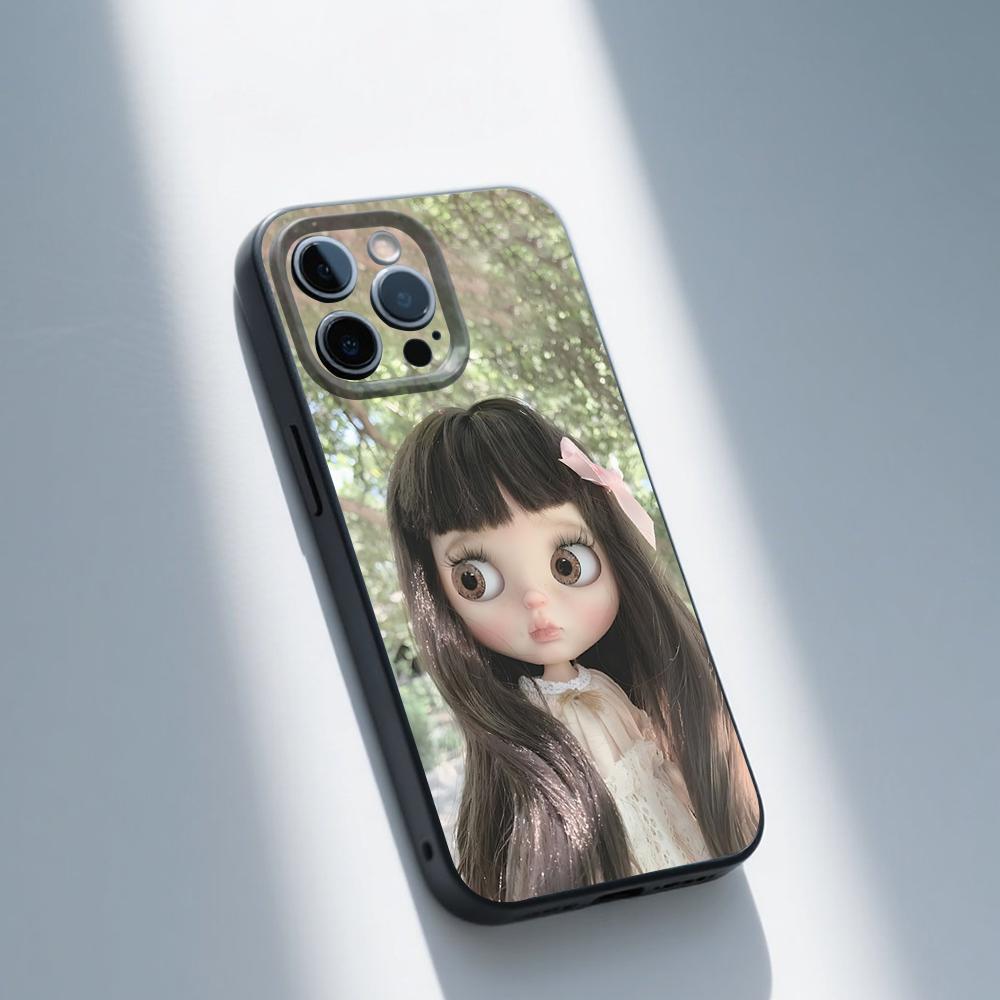 Cute B-Blythes Doll Phone Case For iPhone 16,15,14,13,12,11,Pro,Max,Plus,X,XS,XR,SE,8,7,Mini,Soft Silicone Black Case