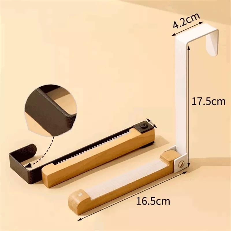 Home Rear Door Hook Foldable Kitchen Bathroom Accessories Portable Wooden Hook Clothes Bag Storage Rack Organization