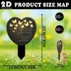 Grave Markers for Humans 2D Acrylic Heart Decoration Butterfly and Flower Carved Texture Grave Decorations Stake for Outdoor
