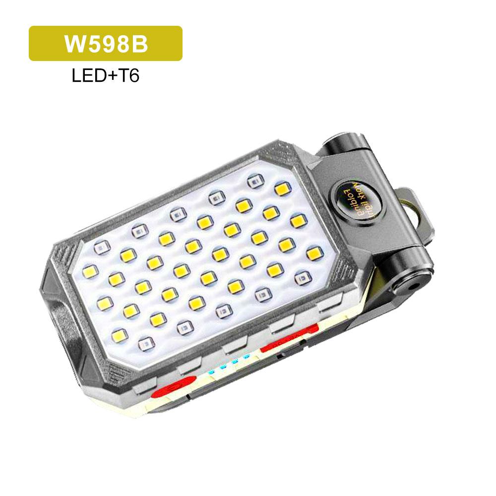 LED COB Rechargeable Magnetic Work Light Car Repair Foldable Flashlight Waterproof Camping Lantern COB Inspection Power Display